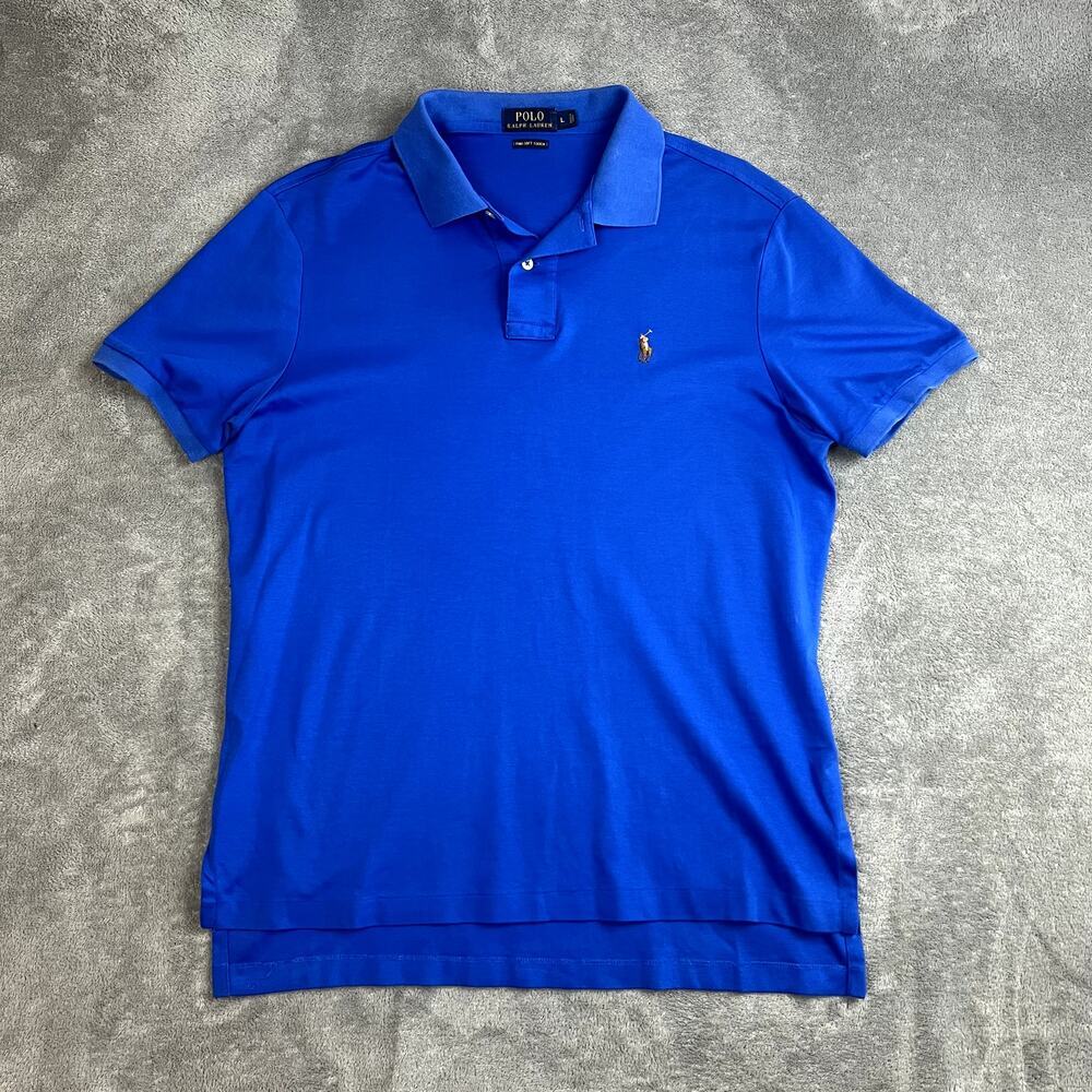 Polo Ralph Lauren Polo Shirt Mens L Blue Flesh Pony Pima Cotton Golf Classic